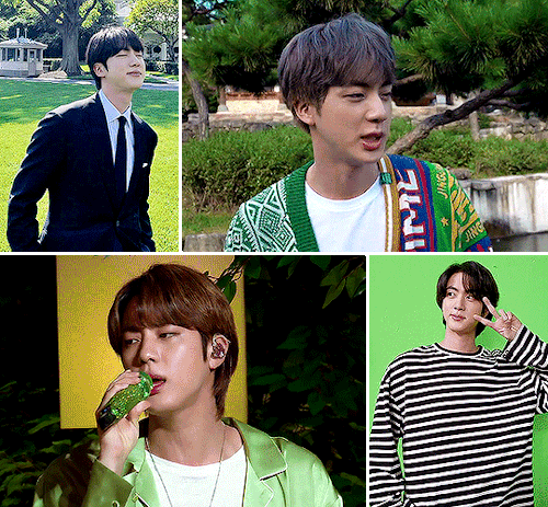 @kth1's Bangtan Gif Challenge ✿ ↳ Your Favorite Color + Your Bias → Green & Seokjin (cr. 0613data,