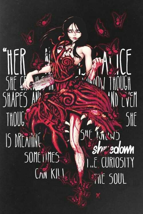blood-on-my-french-fries:Amazing fan art with the lyrics of Shinedown’s song, Her Name is Alice