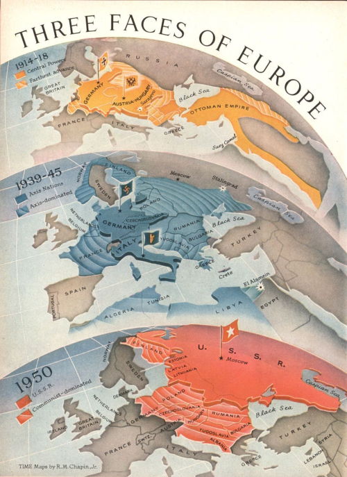 your-instructions-from-moscow: “Three Faces of Europe” Time, 2 January 1950. Map by