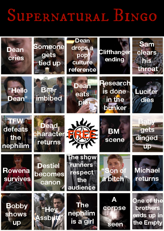 A bingo board for the season 12 finale. AKA, a distraction from the pain.