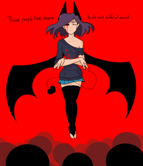 Finished up a drawing from January, finally a piece that is sfw!Anna doing some hacking n slashinglyrics from R.I.P corrosion #demon#bat wings#thigh highs#vocaloid#pixel art