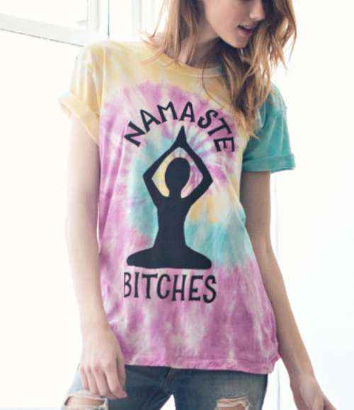 andrearussettcloset:  Andrea Russett / InstagramJAC VANEK Namaste bitches perfect tee (๋) 