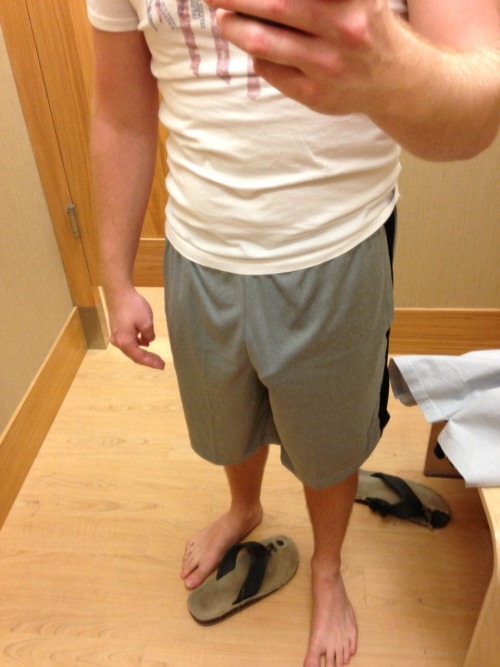 dadsnme:  Little VPL trying on some new shorts. 