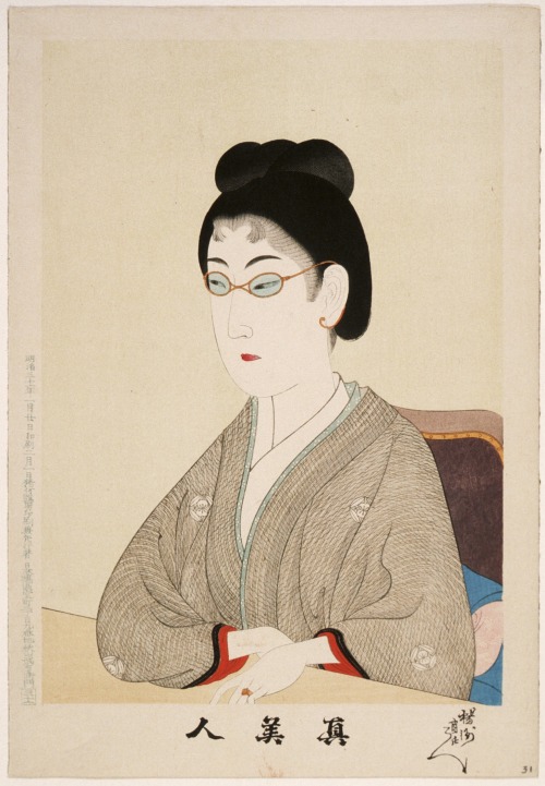 Woman with Glasses (from the series True Beauties), Toyohara Chikanobu, 1897