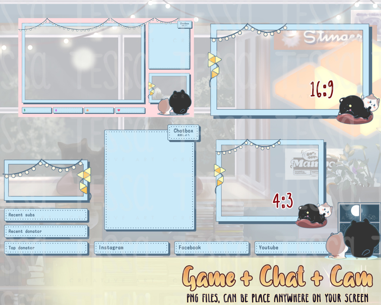 Cats on Window Animated Streamer FULL Package is now available for purchase! Free Bonus Kit Upgrade~