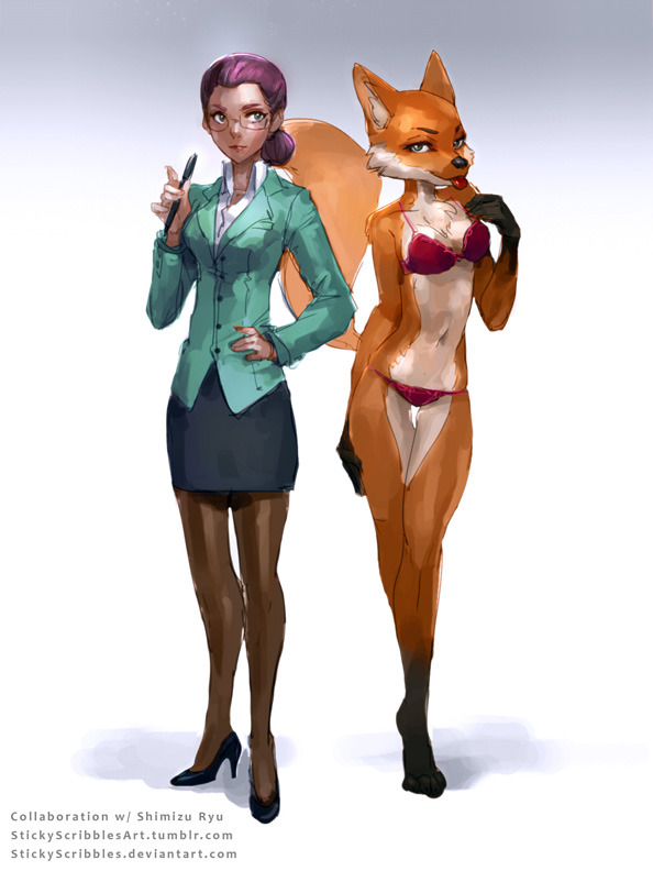  Miss Walters in human form and foxy fursuit form. Collaboration with guest artist