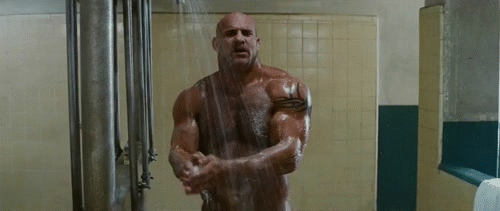 hot4men:Goldberg’s shower scene in the longest yard. He looks so damn hot lathering