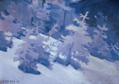 “Spruce trees in snow” (1911) Jan Talaga (Polish;1876 - 1955)oil on canvas, private collectionDom Au