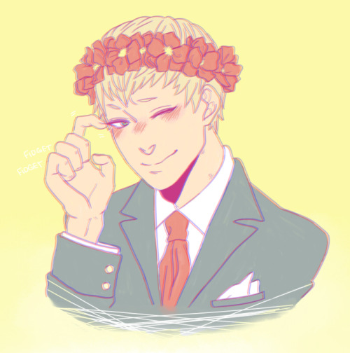 l0gd0g:Nervous flower crowned suited up Noiz.