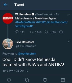 ghidragon: yellowjuice:  Y’all are so fucking embarrassing  Have these people never heard of Wolfenstein?   Like, killing Nazis (a good and pure thing) has been the point of the game for two decades 