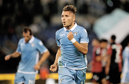  Ciro Immobile celebrates after scoring a third goal during the Serie A match between SS Lazio and C