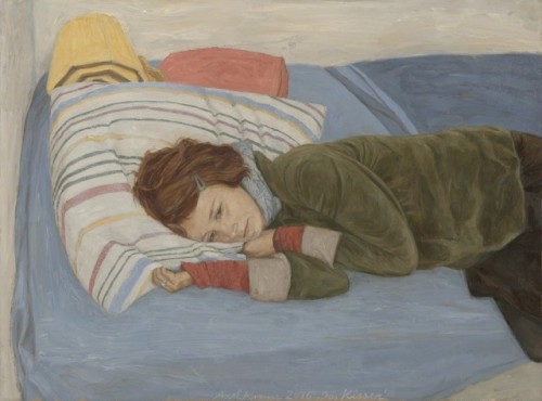 thunderstruck9:Axel Krause (German, b. 1958), Das Kissen [The Pillow], 2016. Oil on canvas, 30 x 40 