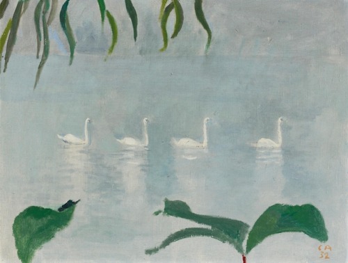 windypoplarsroom: Cuno Amiet “Vier Schwäne Auf Dem See” (1932)