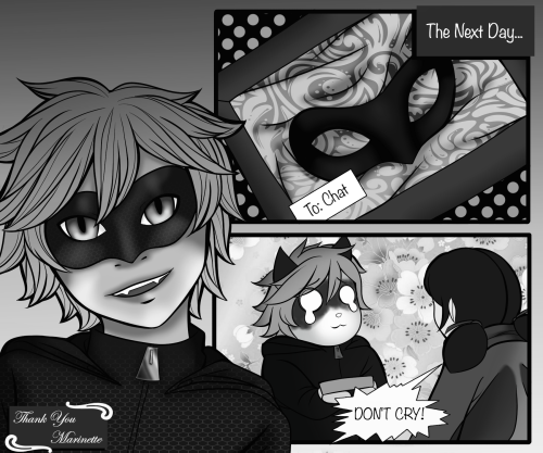 dontmournforthedead:  Miraculous!Noragami AU comicI realized that the ash idea was a little to close to starrycove’s breakdance AU. -.-’ Plus I like the idea of Marinette making things for Chat, and Chat being so grateful.(click on panels for captions)