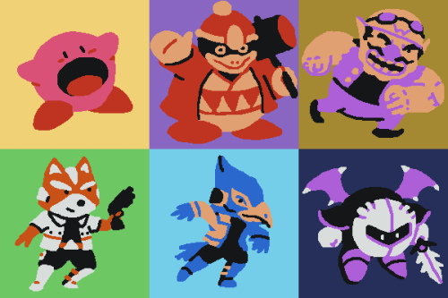 brotoad: Simple 3 colour drawings of every Smash Bros character! Trying to capture their details wi