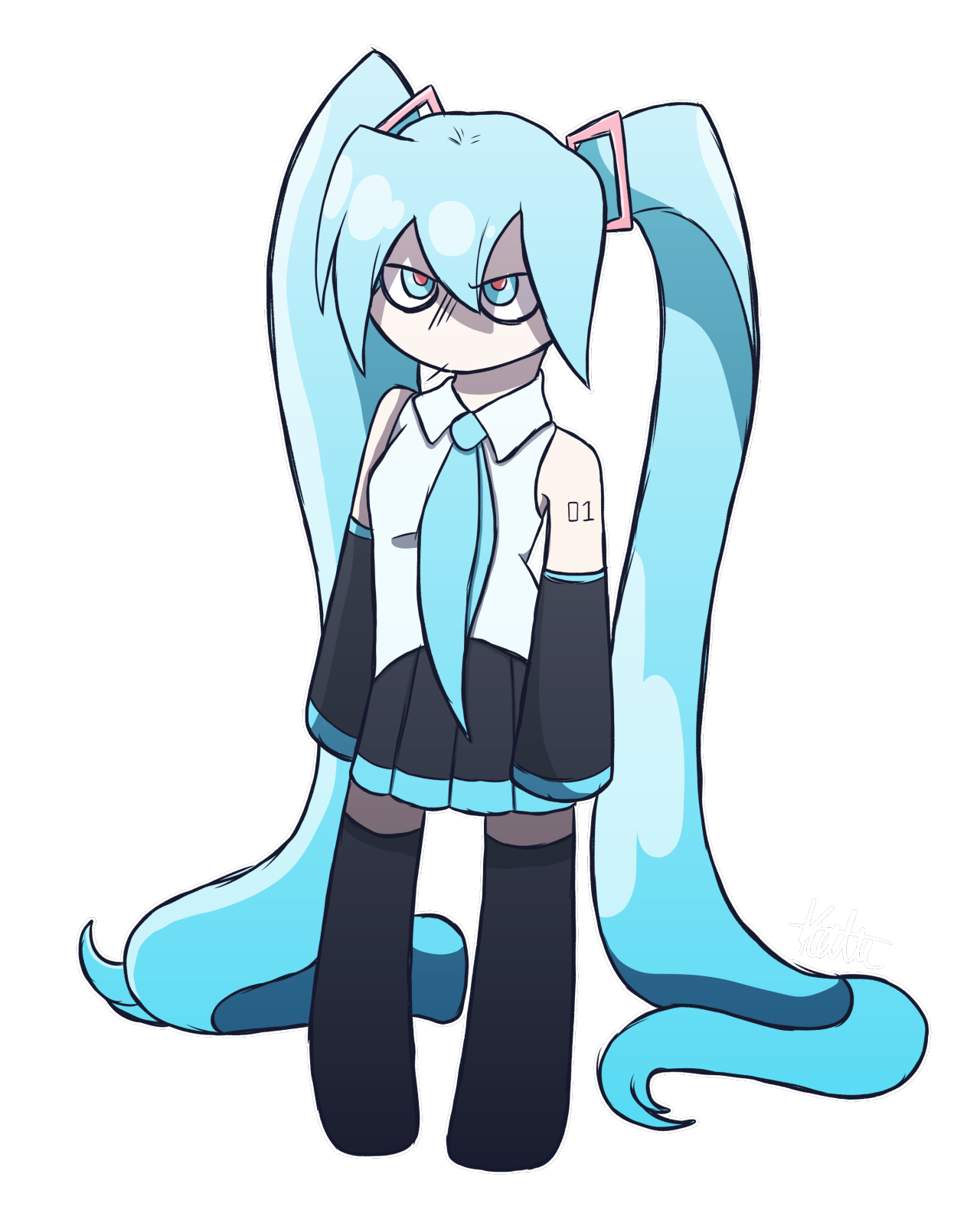 Hatsune Miku in the @fyeahtigerstripes comic style