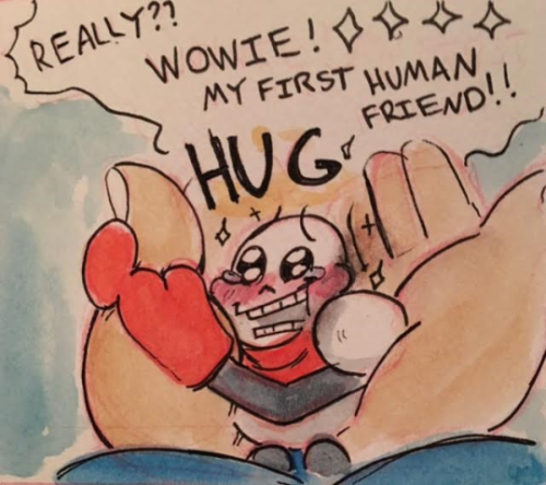 Tiny Pap Meets “giant” Frisk! :) For Friday’s Fluff! 