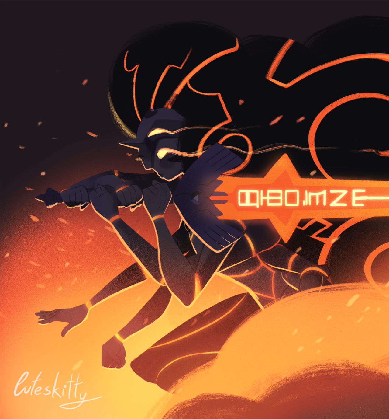 cuteskitty: Here is Obsidian!  Find me in Twitter and Instagram @cuteskittyart  