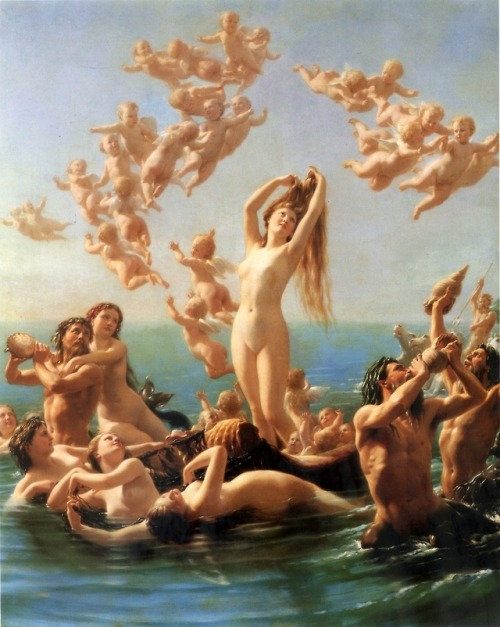 angvish:  The Birth of Venus: A painting which depicts the goddess Venus, having emerged from the sea as a full grown woman                         