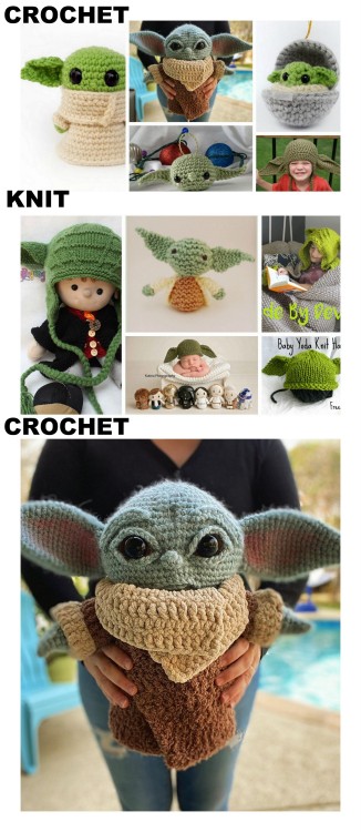 DIY Knit and Crochet Baby Yoda Patterns Roundup by KnithackerCrochet Baby Yoda Patterns from Knithac