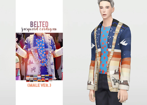 Belted Jacquard Cardigan (Male Ver.) BTS IDOL collaboration with @bergdorfsims​! Get their part and 