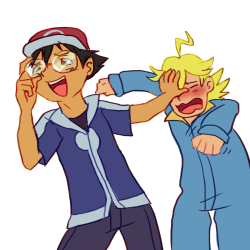 commanderpigg:  ash violates rule #1 on how to be friends with a megane nerd 