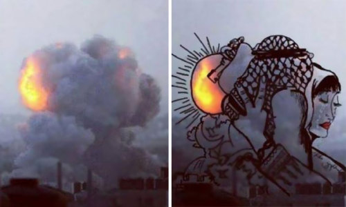 amroyounes:  Palestinians Turn Smoke From Israeli Rocket Strikes Into Powerful Images Some would consider the arming of Israel, the constant bombardment and the murder of children as terrorism.  But thats not how Israel and the U.S. sees it.