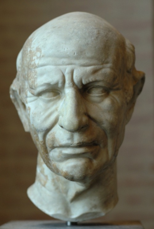 Portrait bust of an elderly Roman man.  Artist unknown; ca. 60 BCE.  Now in the Glyptothek, Munich.