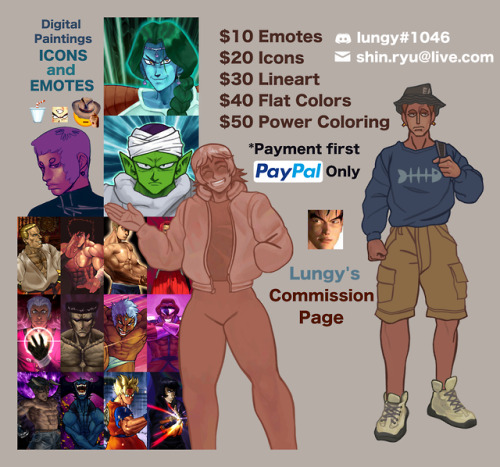 New Commission page.My Discord is lungy#1046 and my email is shin.ryu@live.comFeel free to add or se