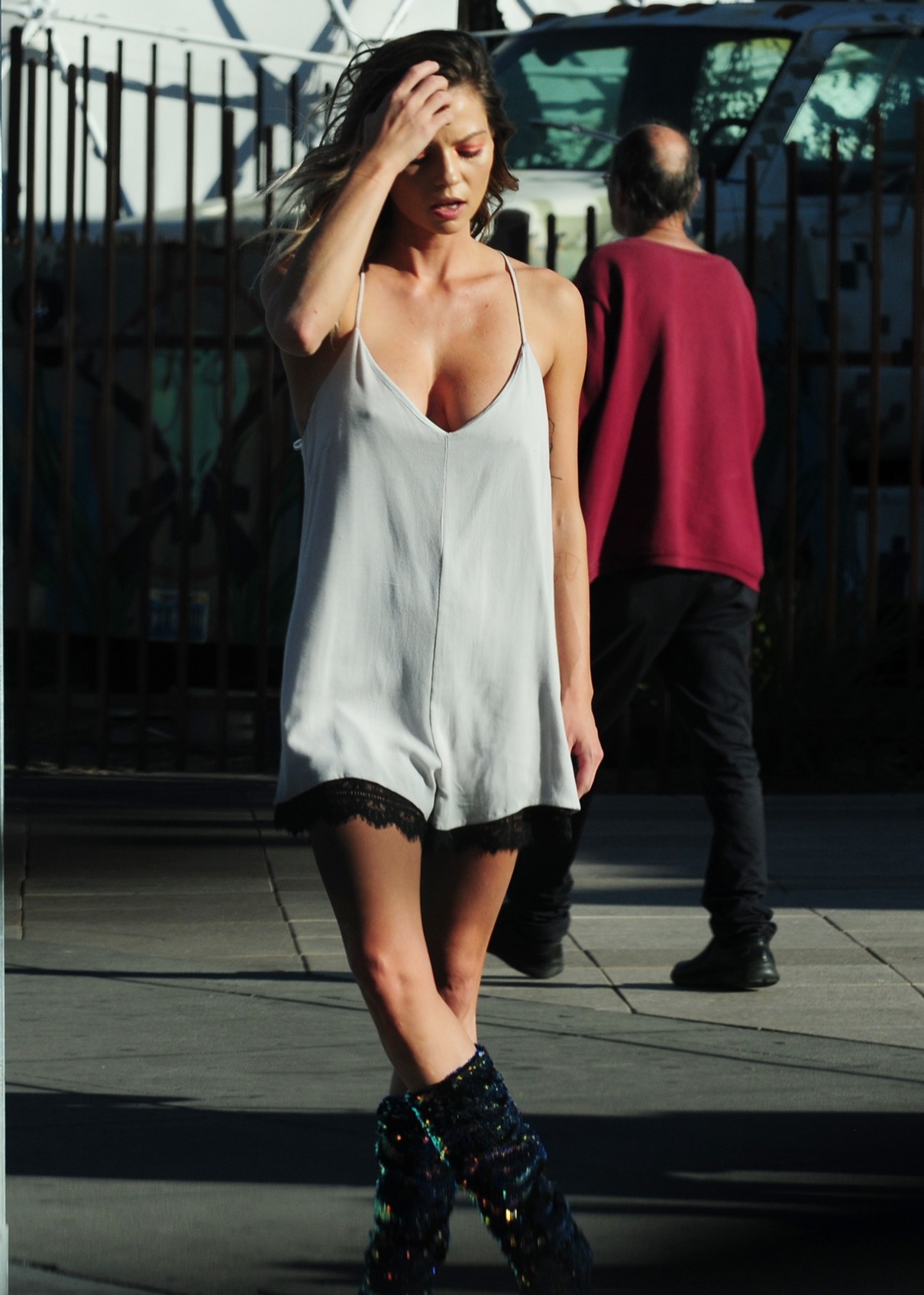 She was doing a photo shoot down town.