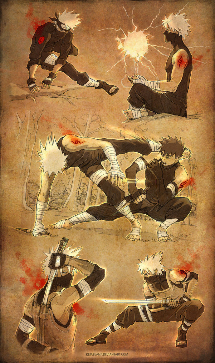 kejablank:I toyed with the idea to do a sketchdump with fighting scenes of Kakashi.So