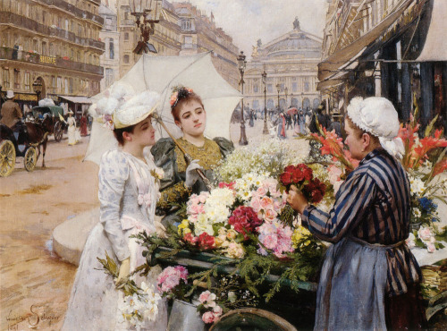 walzerjahrhundert: Louis Marie de Schryver, The Flower Seller (Avenue de L’ Opera,Paris), 1891