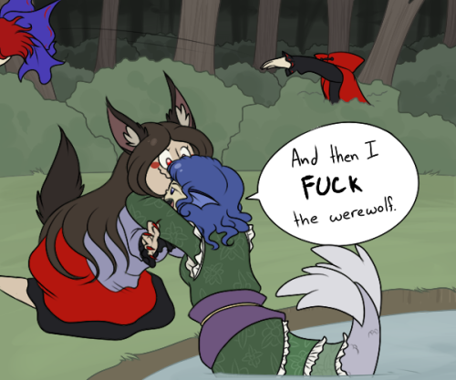 ayashameimaru:Wakasagihime teaches Sekibanki about proper werewolf care X3!