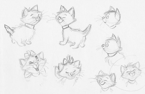 disneyconceptsandstuff:Character Designs from The Aristocats by Milt Kahl