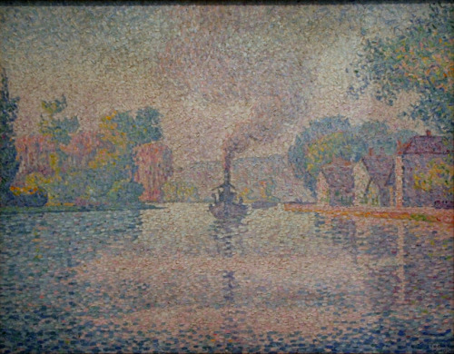 L'Hirondelle Steamer on the Seine, 1901, Paul SignacMedium: oil,canvas