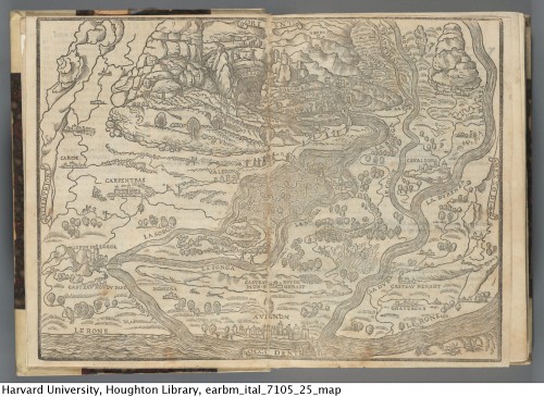 Map of Avignon from Petrarca, Francesco, 1304-1374. Le volgare opere, 1525.Ital 7105.25Houghton Libr