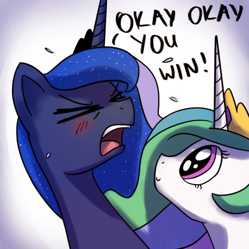 asksunshineandmoonbeams:  Luna: Just pleeeeeeeease stop looking at me like that! Celestia: Yesssss  Hnnnng! >w<