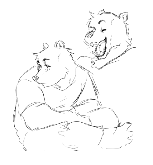 just some random doodles. just coming up with some lore and also trying to draw bears. Kangaroo surfer, guys? is that revolutionary or what