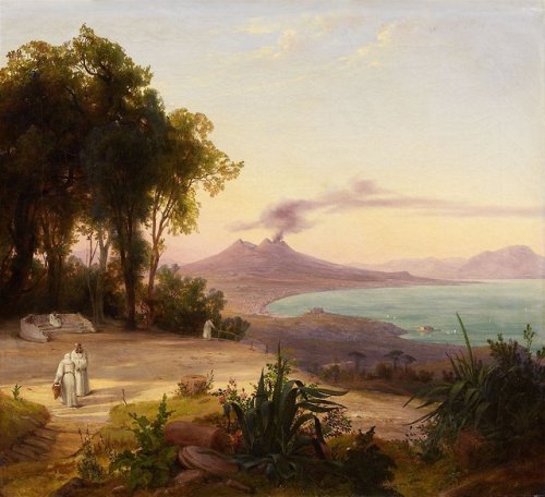 laclygrantham:The Bay of Naples with View of Mount Vesuvius, c. 1836. August Wilhelm Ahlborn