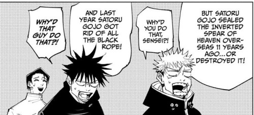 Gojo taking precautions against another Toji.
Ch 145 Pg 17
