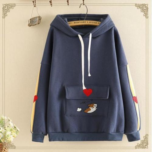 Love Heart Cartoon Embroidery Pocket Brushed Hoodie starts at $32.90 ✨✨ Tag a friend who would love 