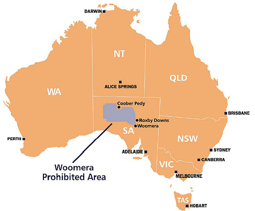 Woomera Prohibited Area Map The Woomera Protected Area, A 122,188 Square... - Maps On The Web