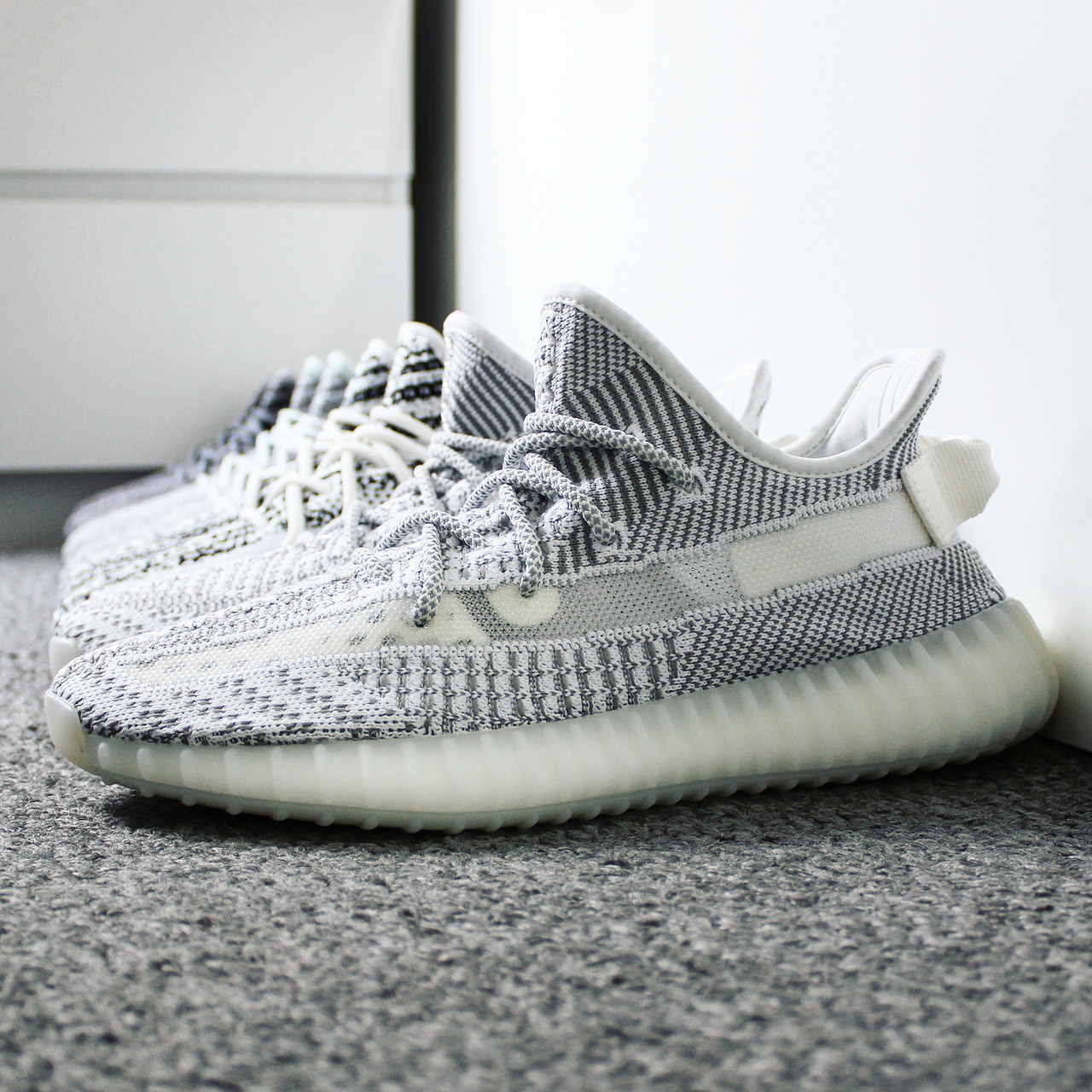 yeezy static non reflective on feet