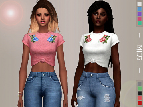 S4 Spring Vibes Top Some cute mid tied tshirt tops with floral decal-cas thumbnail-10 coloursPlease 