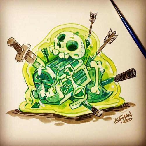 dereklaufman: Inktober Day 19 - Dungeon Slime This weeks Inktober originals go on sale this Monday a