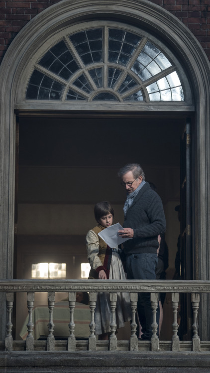 Steven Spielberg and Ruby Barnhill on the set of The BFG (2016)