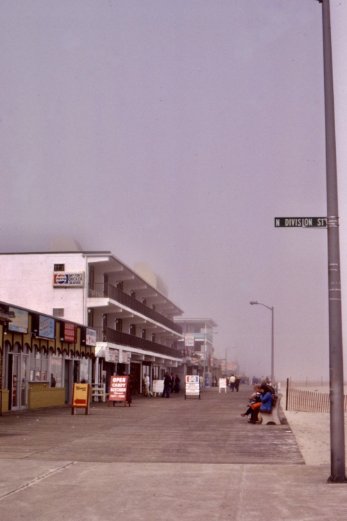 Foggy Winter Day at the Beach, Boardwalk, Ocean City, Maryland, 1980.