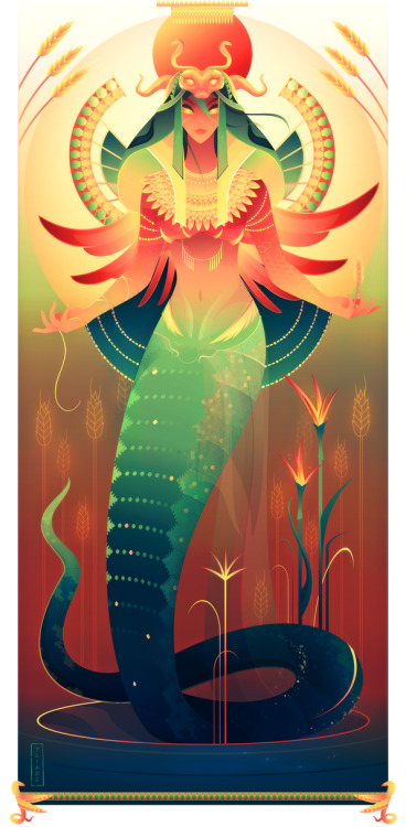 yliade-illustrations:Oracle card game project about the Egyptian Gods & Godesses / Drawn by me