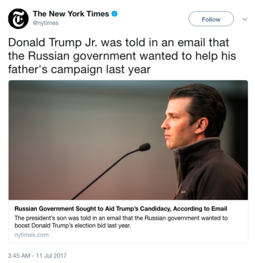 micdotcom: micdotcom: Trump Jr. reportedly knew dirt he was promised on Clinton came from Russian go