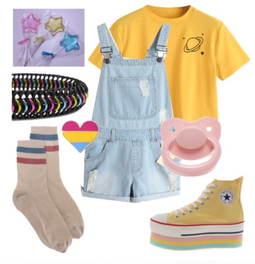 Pansexual themed age regression outfit!!~please don’t interact if your nsfw~